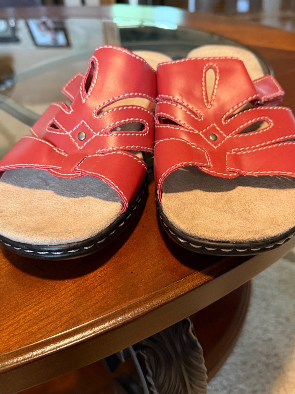 croft & barrow Red Cutout Slip-On Sandals